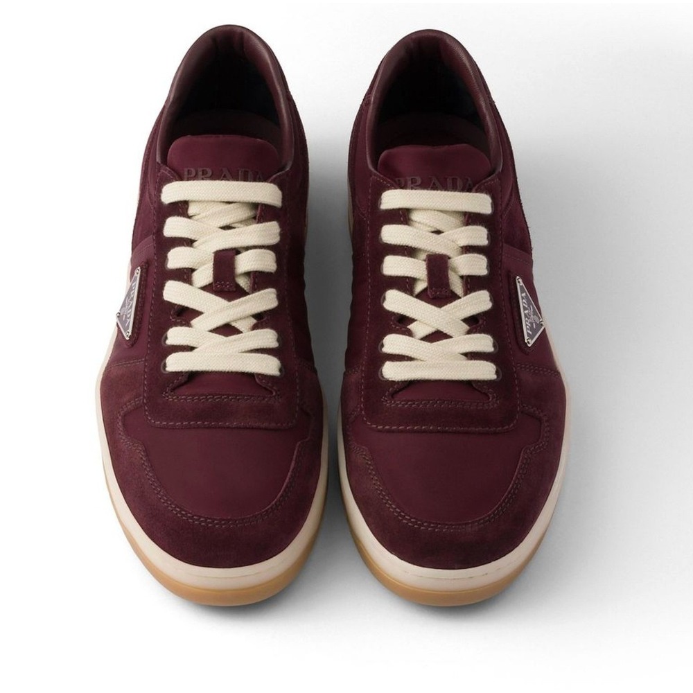 Prada Milano 2EE364 Men Maroon Suede Low Top Downtown Sneakers shoes UK 8 - Picture 2 of 15